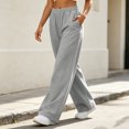 thumbnail image 4 of Womens Fleece Lined Wide Leg Sweatpants Elastic High Waist Loose Casual Long Pants With Side Pockets 2XL, 4 of 6