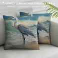 thumbnail image 3 of JEUXUS  Decorative Throw Pillow Cover Square  Blue Heron Beach Sea Wave Watercolor Painting Decor Pillowcase with Hidden Zipper Decor Cushion Covers, 3 of 5