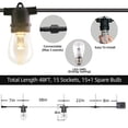 thumbnail image 3 of 48FT LED Outdoor String Lights for Patio, Fmixtown 12V S14 UL Listed IP65 Waterproof outside string lights, 3 of 11