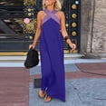 thumbnail image 2 of Women’s Sleeveless Maxi Dress with Cross Halter Neck and Loose Fit Long Length Casual Summer Sundress Blue L, 2 of 5