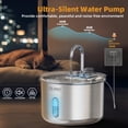 thumbnail image 5 of 2L 67.63oz Cat Water Fountain FT400, Stainless Steel Automatic Pet Water Dispenser, Dog Drinking Fountain with 1 Replacement Filter, No Battery Required, 5 of 11