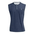thumbnail image 3 of Evdexr Tank Tops Men Trendy Muscle Fit Solid Lapel Henley Gym Workout Tanks Sleeveless Plain Vintage T-Shirt Casual Big and Tall Tee with Pockets Navy 3XL, 3 of 4