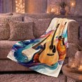 thumbnail image 6 of Vibrant Electric Acoustic Guitars Musical Swirl, Cozy Artistic Scene, Warm Flannel Blanket for Home Library and Reading Nook, Art Lovers Housewarming Gift, Artistic Home Decor, 6 of 9