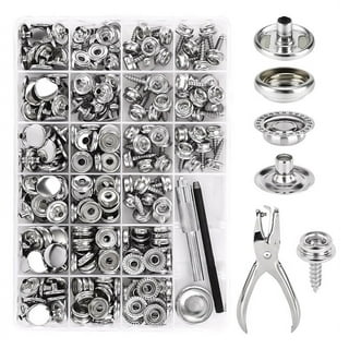 Snaps Kit for Boat Cover, 120PCS Canvas Screws Snaps Buttons Tool Marine  Grade Sewing Fastener with 2Pcs Setting Tool - Silver 