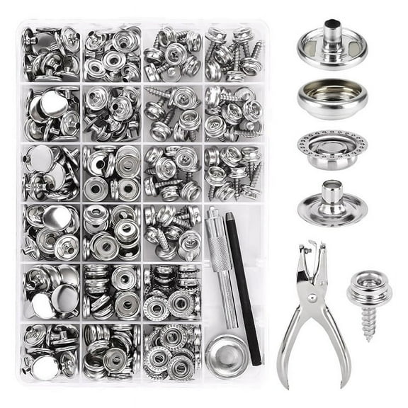 Canvas Snap Kit,Marine Grade Stainless Steel Snaps,Screw Snaps,Boat Cover Snaps,Carpet Kit with Setting Tool 314PC