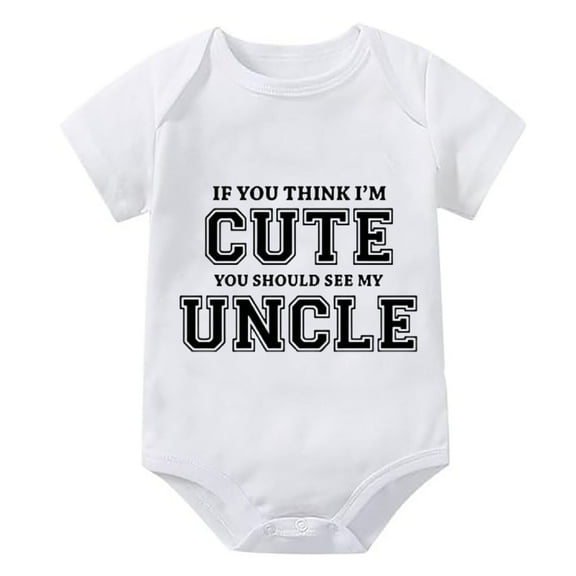 If You Think I'm Cute You Should See My Uncle Clothes for Newborn Baby Boys Short Sleeve Going Home Outfit for Baby White Boy