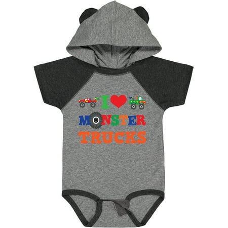 

Inktastic I Love Monster Trucks Gift Baby Boy or Baby Girl Bodysuit