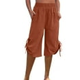 thumbnail image 2 of Nrmvnmi Summer Saving 2024 Women's Linen Shorts Summer Casual High Waisted Drawstring Wide Leg Beach Lightweight Short with Pockets For Womens Gifts, 2 of 6