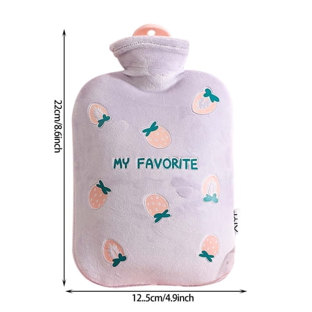 Follure 1PC Plush Cloth Cover New Water Injection Hot Water Bottle Flushing Hand Warmer Purple