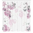 thumbnail image 3 of Ambesonne Almond Blossom Shower Curtain, Spring Motif Outline, 69"Wx84"L, Pink and Black, 3 of 3