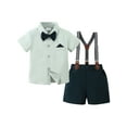 thumbnail image 2 of CARETOO Baby Boy Clothes Suit Toddler 1-5T Formal Dress Shirt Bowtie Shorts Pants Outfit Wedding Set, 2 of 8