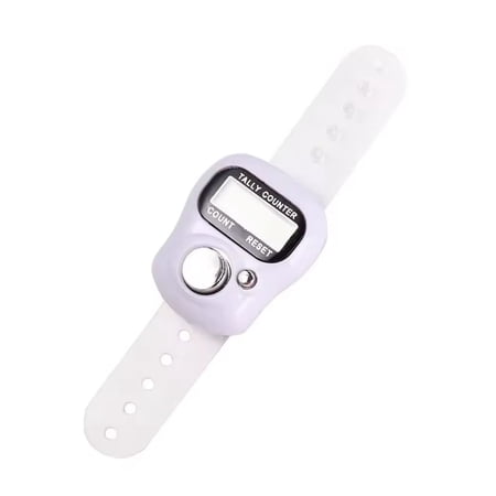 White Tally Counter Digital Tasbeeh Tasbih w/ Finger Band Mini