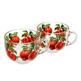 thumbnail image 2 of STP GOODS Pomegranate Glass Mug Set of 2 pcs 15.2 fl oz (450 ml) Tea Mugs for Hot Beverages Coffee and Tea Mugs for Latte Cocoa Chocolate Glass Drinkware, Service for 2, Red Green Clear, 2 of 3