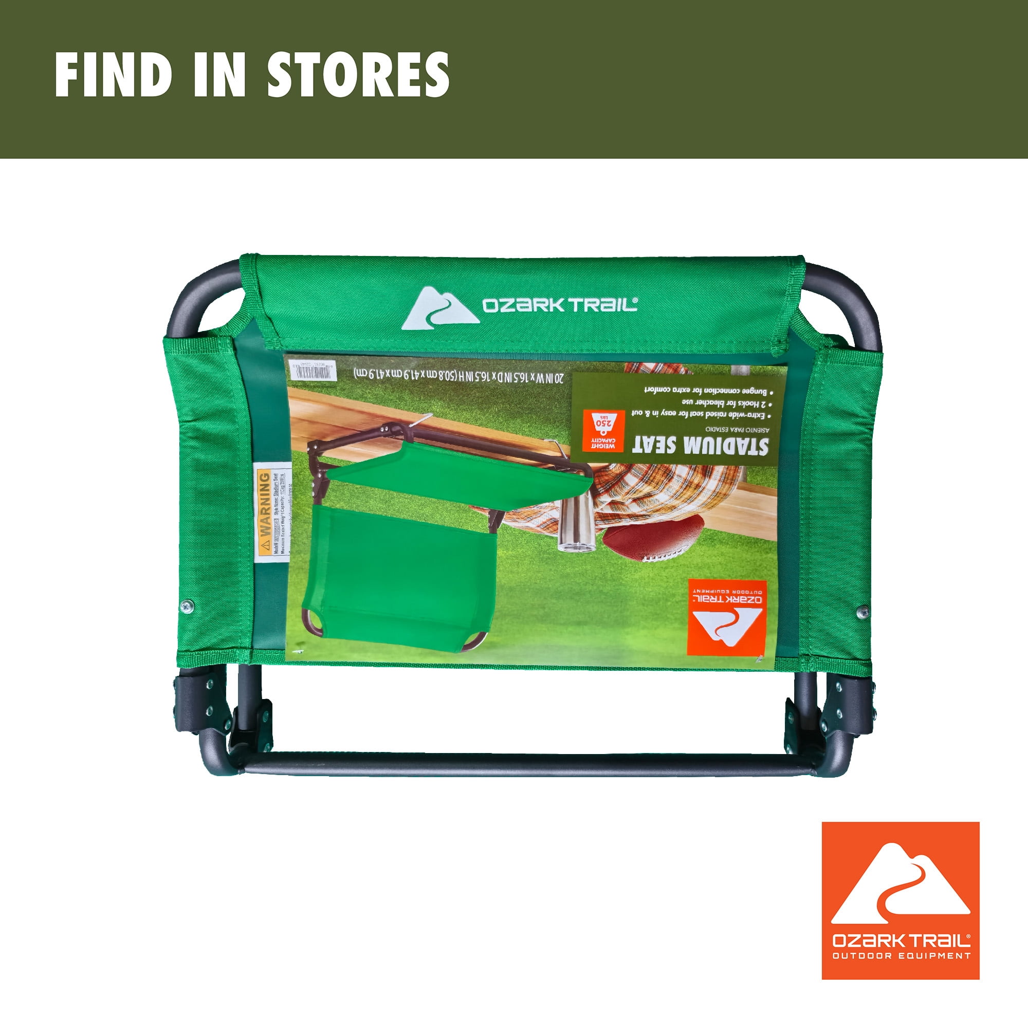 Ozark Trail Extra-Wide Bleacher Stadium Seat Bright Green