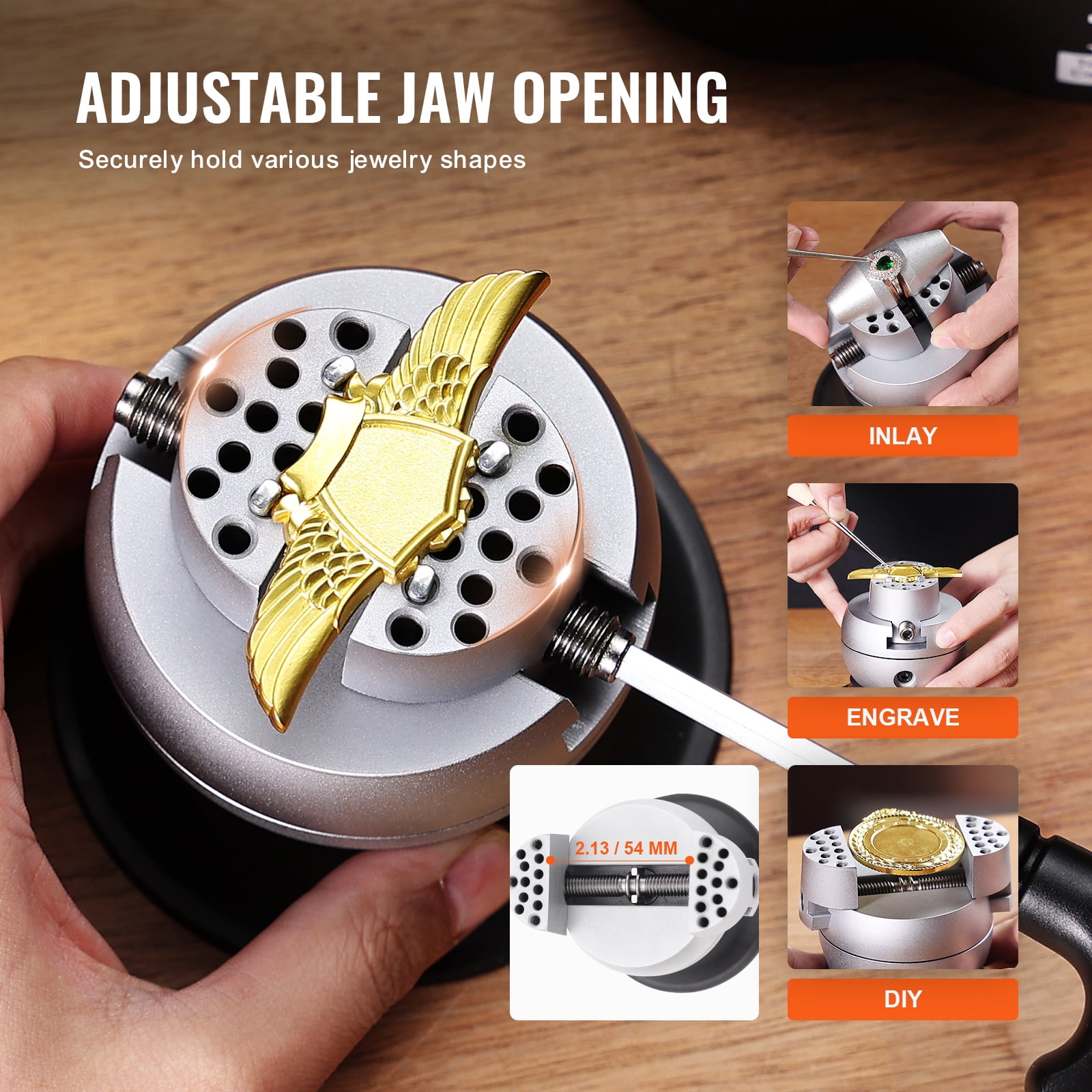 SKYSHALO Ball Vise, 3" Engraving Setting Tool, 360° Rotation Engraving Block Vise, 30 PCS Attachment Jewelry Engraving Block Tools Standard Block