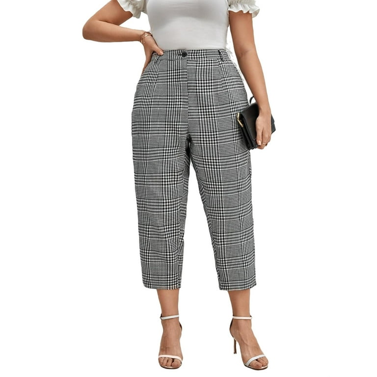 Plus Plaid Print Carrot Pants Without Belt  Business casual outfits for  work, Plus size business attire, Casual work outfits