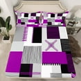 thumbnail image 2 of Erosebridal Geometric Stripe Sheet Set Twin,Rectangle Lines Bedding Sets Twin Size,Patchwork Decor,Breathable,3pcs, 2 of 7