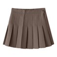 thumbnail image 1 of Faldas plisadas Prolriy para mujer, falda acampanada con cadena en la cintura para mujer, falda plisada a cuadros de cintura alta, faldas para mujer, color café M, 1 of 3