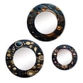 thumbnail image 2 of Designart "Ancient Gold Blue Compass Geometric Navigation I" Modern Round Mirror Set of 3 - Abstract Gold Round Living Room Wall Mirror Set, 2 of 5
