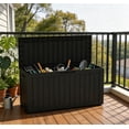 thumbnail image 2 of KAMEROUT 150 Gallon Resin Deck Box, Package Delivery Box with Lockable Lid, Waterproof Outdoor Storage Box For Garden Tools, Patio Cushions, Black, 2 of 7
