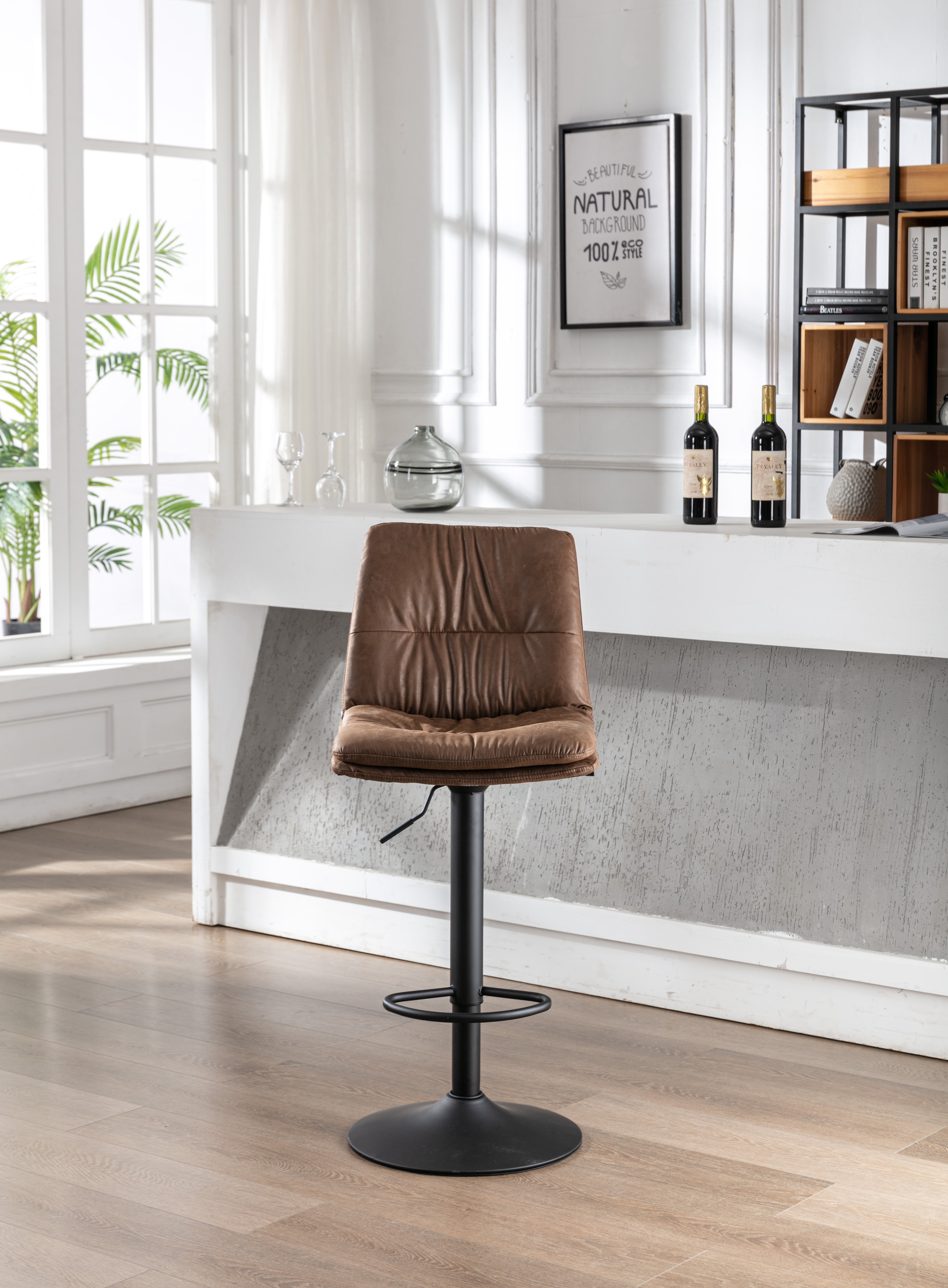 Bar Stools Sets of 2, Adjustable Counter Stools Bar Chairs, Microfiber