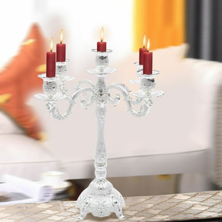 Vintage Tall Candelabra 5 Arms Candle Dinning Table Metal Candle Holder Desktop Decor Candle Rack