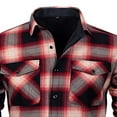 thumbnail image 3 of USNSM Men's Sherpa Lined Flannel Shirt Jacket Long Sleeve Button Up Fleece Plaid Shirt with Pocket Winter Warm Coats Red XXL, 3 of 4