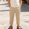 thumbnail image 5 of Boys Girls 100% Cotton Linen Lightweight Pants Pull On Joggers Active Pants for Kids, 5 of 9