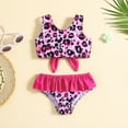 thumbnail image 4 of Toddler Summer Girls Bowknot Leopard Printed Ruffles Two Piece Swimwear Swimsuit Bikini 10/12 Swimsuit Girls Shirts Girls Boys Swimsuit 6 Baby Girl Swim Suit Cover Girls, 4 of 6