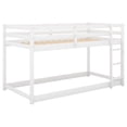 thumbnail image 4 of Tcbosik Floor Bunk Bed Twin Over Twin Size, Wooden Bed Frame with Ladder and Guardrail for Bedroom, Space Saving, No Box Spring Needed, White, 4 of 7