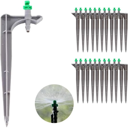 Garden Irrigation System Adjustable Dripper 20Pcs/Bag with Ground Insert Fruit Tree Drip Emitters for 1/4 Tubing(180 Degrees Plunr)