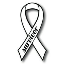 Magnet Me Up Support White Lung Cancer Survivor White Ribbon Magnet Decal, 3.5x7 In, Vinyl Automotive Magnet