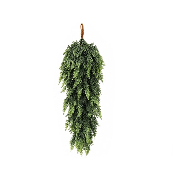 Cedar-Style Christmas Teardrop Swag with Hanging Rope, Greenery Decor for Front Door and Mantel