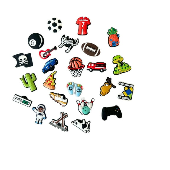 30 Pcs Shoe charms for boys 30 pieces mystery pack accessories PVC shoe decorations for kids, teens, and man