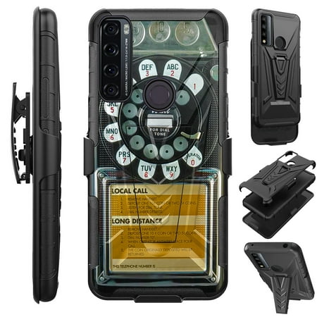 Compatible with TCL 30 XE Hybrid Luxguard Holster Phone Case Cover (Black Payphone)