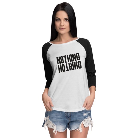 Inkmeso Women Raglan 3/4th Sleeve Tshirt Happy Motivational Quote Nothing Graphic Jersey Top