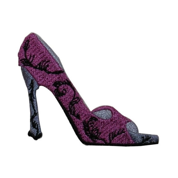 ID 7414 Purple Stiletto Shoe Patch High Heel Fashion Embroidered IronOn Applique