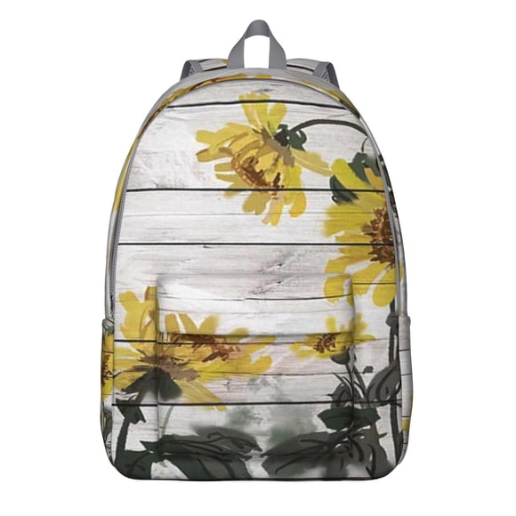 Country Chic Sunflower Backpack - Vintage Boho Waterproof Bookbag, Artistic Yellow Bloom with Wildflowers & Butterfly Pattern