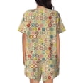 thumbnail image 3 of Bixox Women's Retro Geometry Printed Pajama Set 2 Piece Lounge Set Top and Shorts Soft Pajamas, Shorts with Pockets, 3 of 7