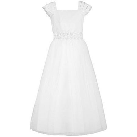 Big Girl Graceful Layerd Cap Sleeve First Communion Long Dress White 10 KD.222