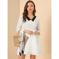 thumbnail image 2 of Vestido Entallado y Acampanado Allegra K Con Estampado De Corazón Y Mangas Abullonadas Blanco XS, 2 of 6