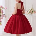 thumbnail image 4 of Girls' Halter Neck Bow Back Short Dress, Elegant Formal Party Dress for Piano Recitals 7-15 Years Red 9-10Years, 4 of 9