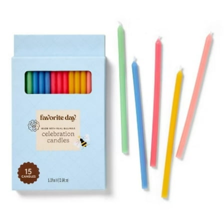 15pc Natural Beeswax Cake Candles Rainbow