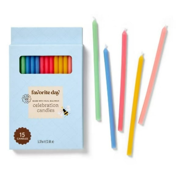 15pc Natural Beeswax Cake Candles Rainbow