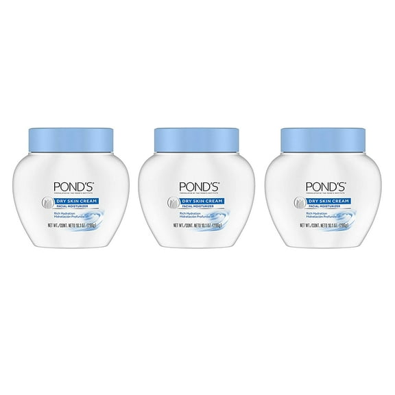 Pond's Dry Skin Cream, Face Moisturizer for Women, Daily Skin Care Facial Moisturizer Cream for Dry Skin 10.1 oz 3 Pack