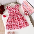 thumbnail image 2 of Gibobby Toddler Girl Dress Toddler Girls Short Sleeve Dress 12 18 24 Months 2T 3T 4T 5T Summer Casual Blue Yellow Printed Jersey Shirt Dresses(3-4 Years,Red), 2 of 9