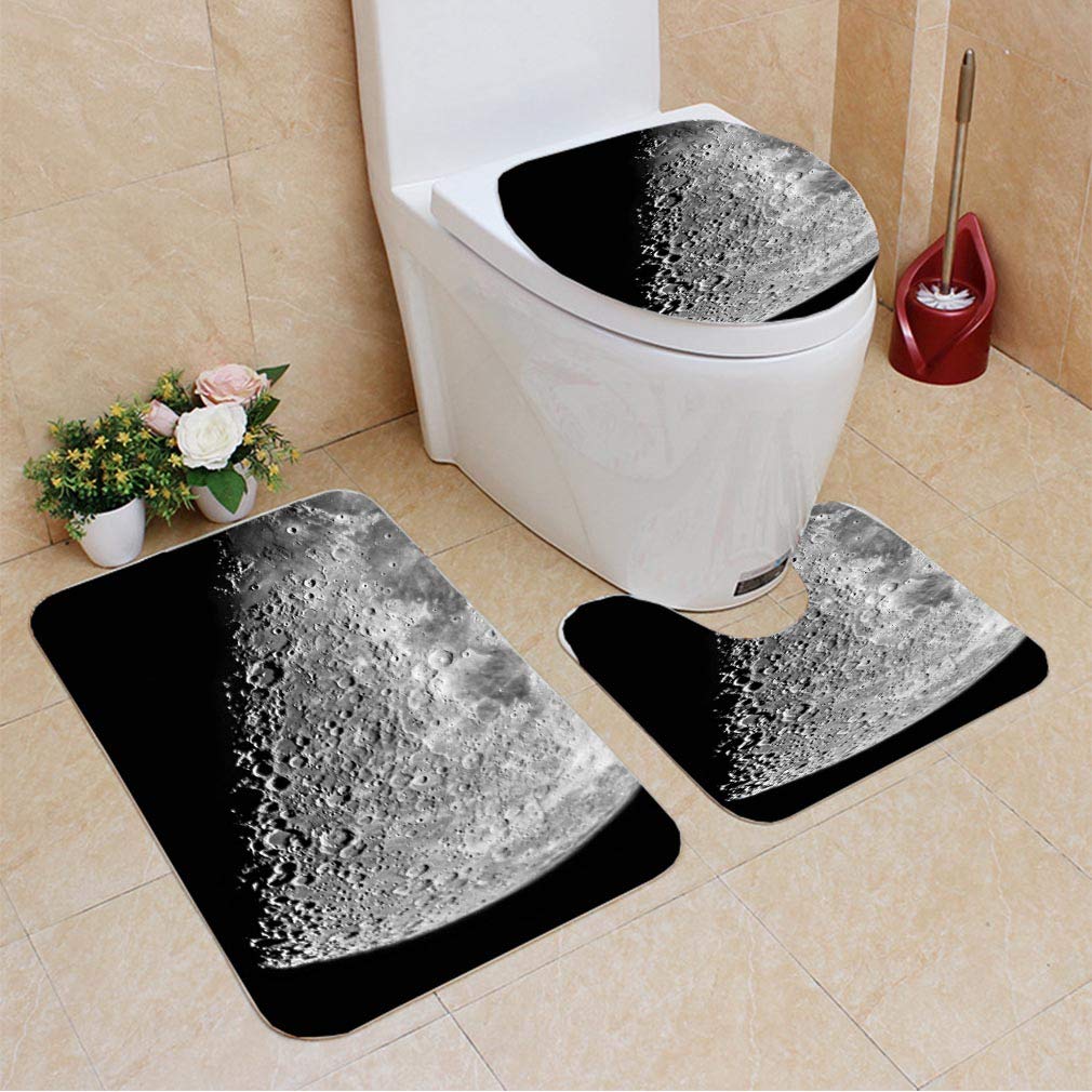 GOHAO Half Moon 3 Piece Bathroom Rugs Set Bath Rug Contour Mat and