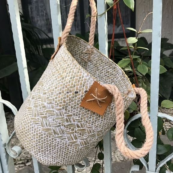 Niceauty Woven Seagrass Storage Basket White Seagrass 1Pack