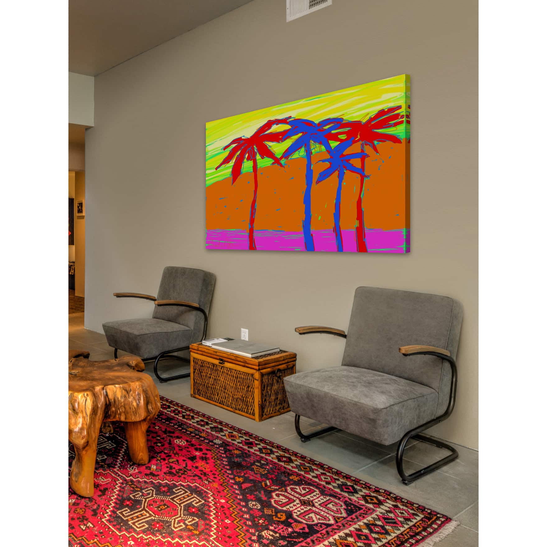 Marmont Hill "California Palms 3" by Arthur Pina Painting Print on Wrapped Canvas