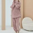 thumbnail image 4 of SWSMCLT Women's 2 Piece Pajama Set Soft Long Sleeve Warm Fleece Lounge Trendy Pj Set Winter Fuzzy Flannel Pink Medium, 4 of 4